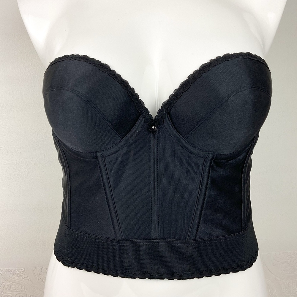 Vintage 70s Adonna sleek black bustier top women’s lingerie 38B